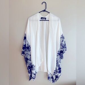 Boho Spring Summer Lightweight Kimono with Lace Trim